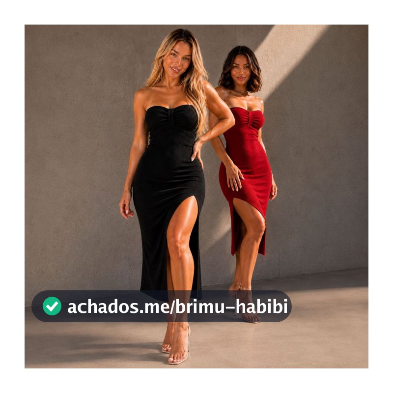 Vestido Feminino Midi Tomara Que Caia Malha Ribana Premium Fenda Lateral Justo Com Bojo Removível