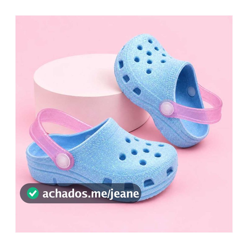 Sandália Infantil Menina Percata Glitter Brilho Confortável Cor Pink Rosa Azul Babuche Verão Passeio Escola Festa Natal