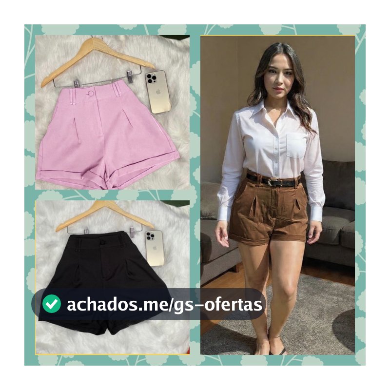 ShortFemeninoCinturaAltaConBarrinhaItalianaBolsoConfortable