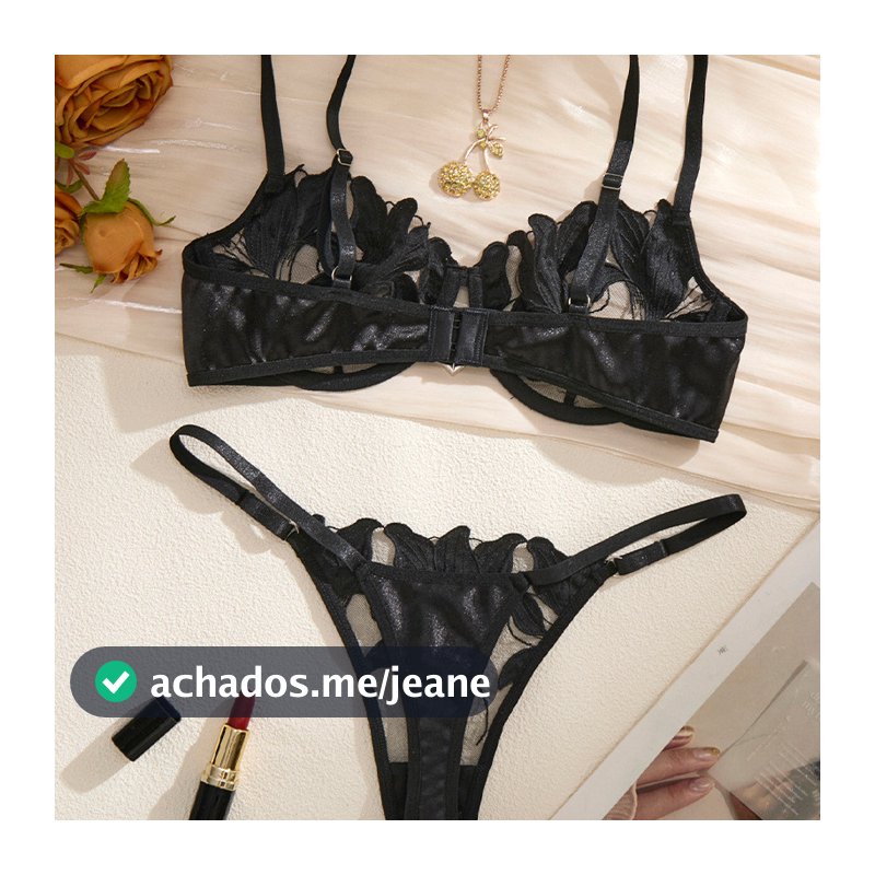 Conjunto de roupa íntima de biquíni colete conjunto de sutiã bordado de flores