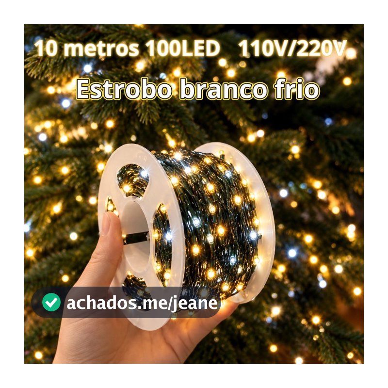 Luzes de Natal com Plugue e Interruptor Pisca Strobo Pisca 10m 100LEDs 110V/220V luz quente Enfeite natalino impermeável