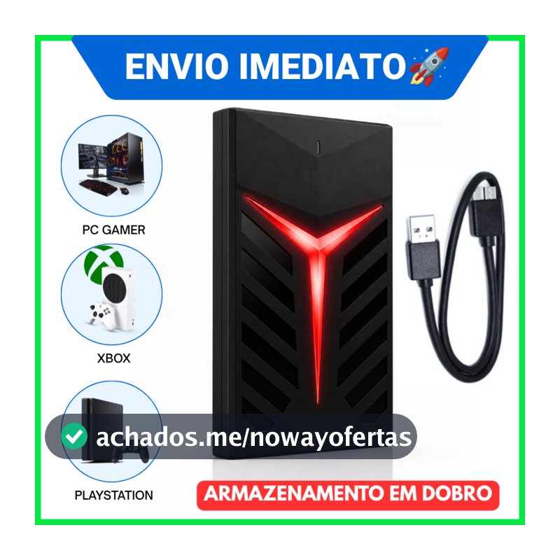 HD Externo USB 3.0 Compativel com Xbox, Console, PC e Celular Armazenamento Portátil com NF e Garantia