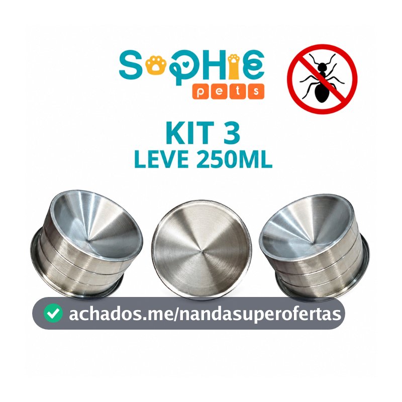 Kit 3 Comedouro Ergonômico Anti-formiga Elevado Para Gato Pet