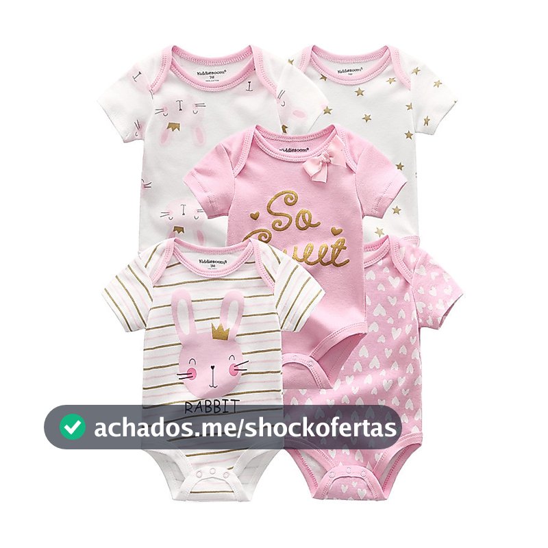 Kiddiezoom 5 Peças Moda Recém-Nascido Desenho Animado Manga Curta Bebê Menino Menina Bodysuits Macios 100 % Algodão Maca
