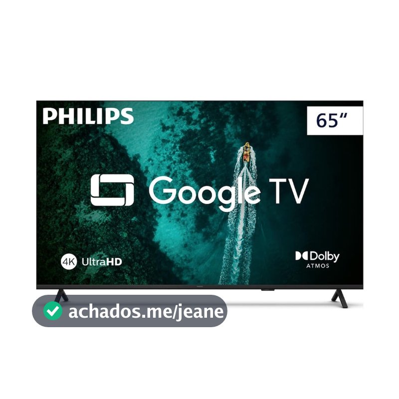 Smart TV 65 polegadas 4K Philips 65PUG7419/78 Google TV Comando de Voz Dolby Atmos