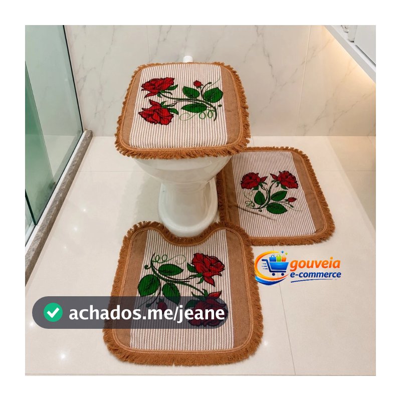 Kit Tapete Banheiro 3 Peças Luxo 100% Algodão Decoração