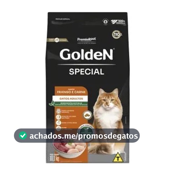 Ração Golden Special para Gatos Adultos Sabor Frango e Carne 10,1 kg