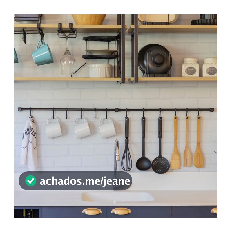 Kit Barra de Cozinha Suspensa 120 cm – Suporte de Parede com 12 Ganchos Multiuso