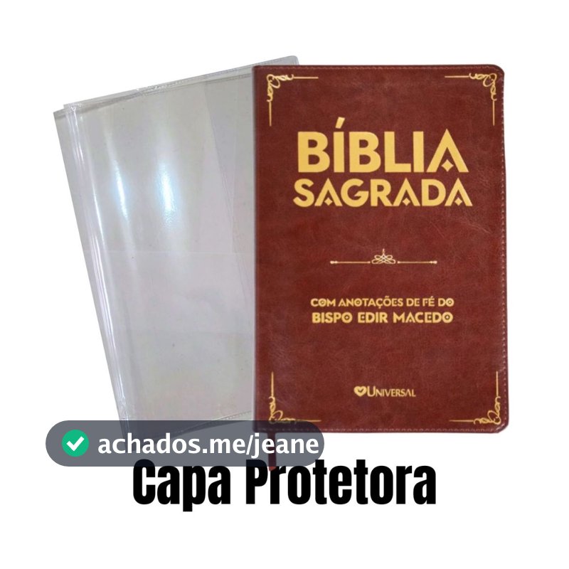 Capa Plástica Transparente Protetora para Bíblia Sagrada com Anotações do Bispo Edir Macedo