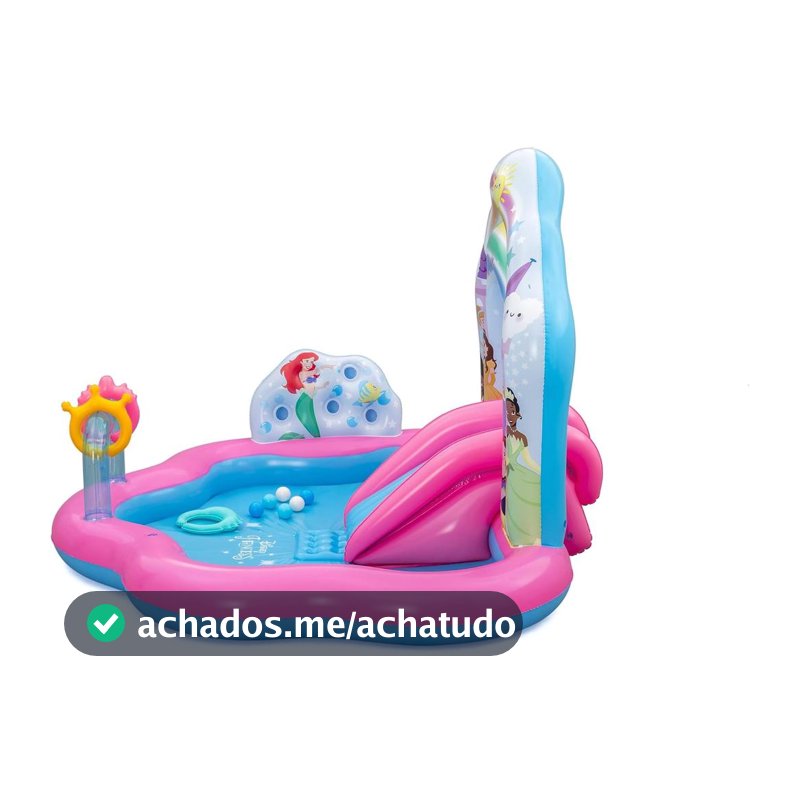 Play Center Palácio Inflável Encantado Princesas Disney Piscina 165L Escorregador