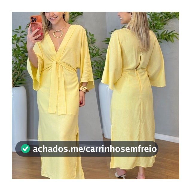 VESTIDO LINHO MIDI ELEGANTE FLUIDO FEMININO BATIZADO CASAMENTO MANGA MORCEGO