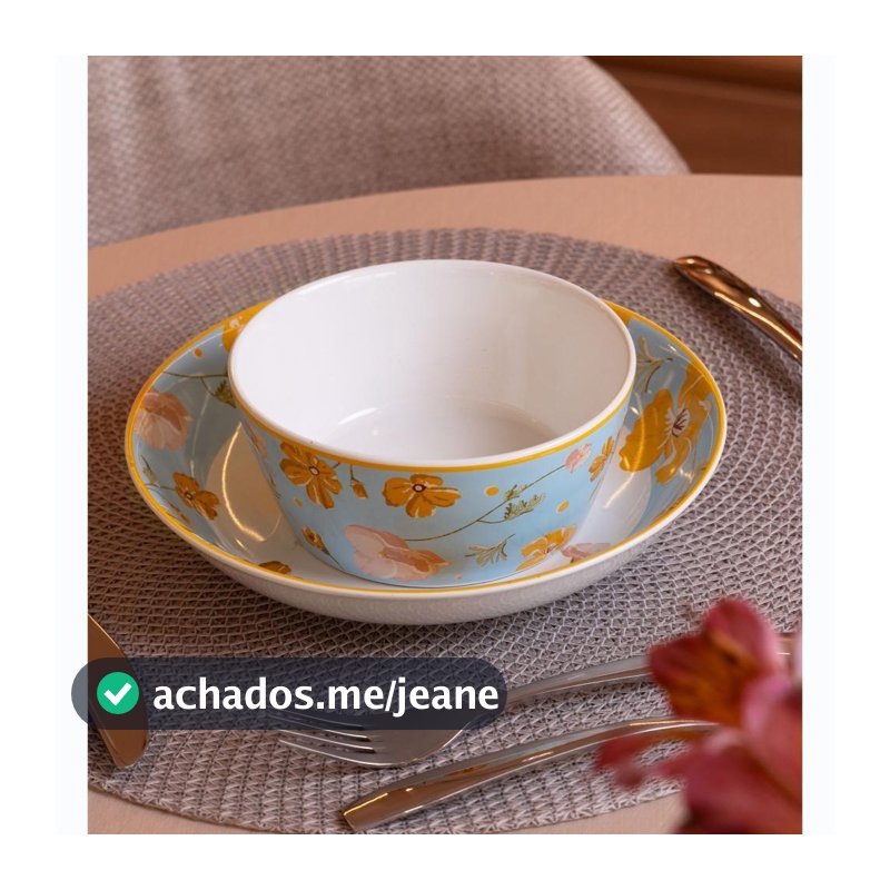 Bowl de Cerâmica Doce Encanto Azul Claro Wolff 15cm para Sobremesas Frutas Petiscos Café da Manhã Mesa Posta Delicada