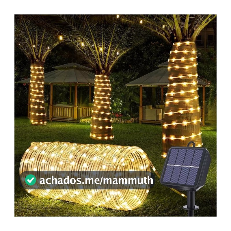 Cordão de Luzes Solar 10M 300LED, IP65, À Prova d’Água, Decoração de Natal para Jardim e Festa