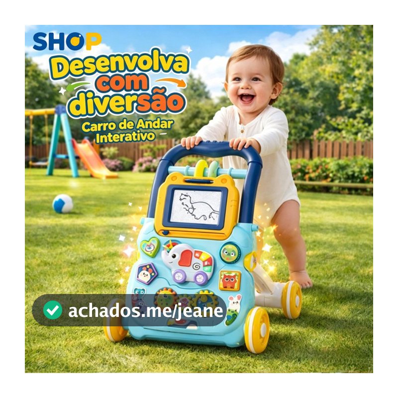 Andador Infantil Didático Musical Empurrador Bebê Quadro Magico Educativo P20