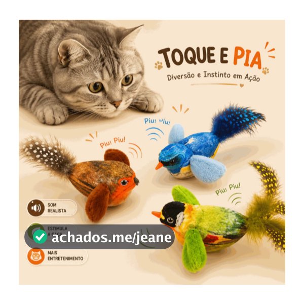 Brinquedo Pássaro Interativo para Gatos com Som Realista Catnip Pena Brinquedo Mordedor Caça Diversão Pet