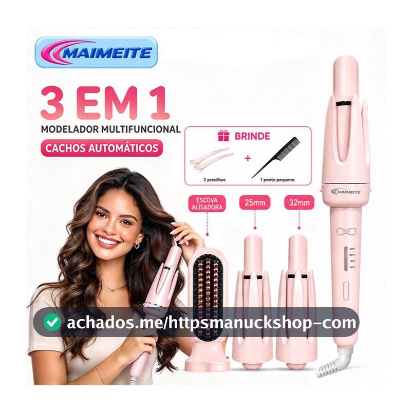 MAIMEITE Modelador de Cachos 3 em 1 Cerâmica Ferro Ondulação Automático Giratório Aquecimento Rápido Bivolt110V-220V