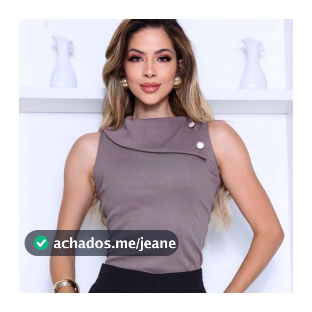 Blusa Feminina Gola Alta C/ 2 Botões Malha Ribana Toque Macio
