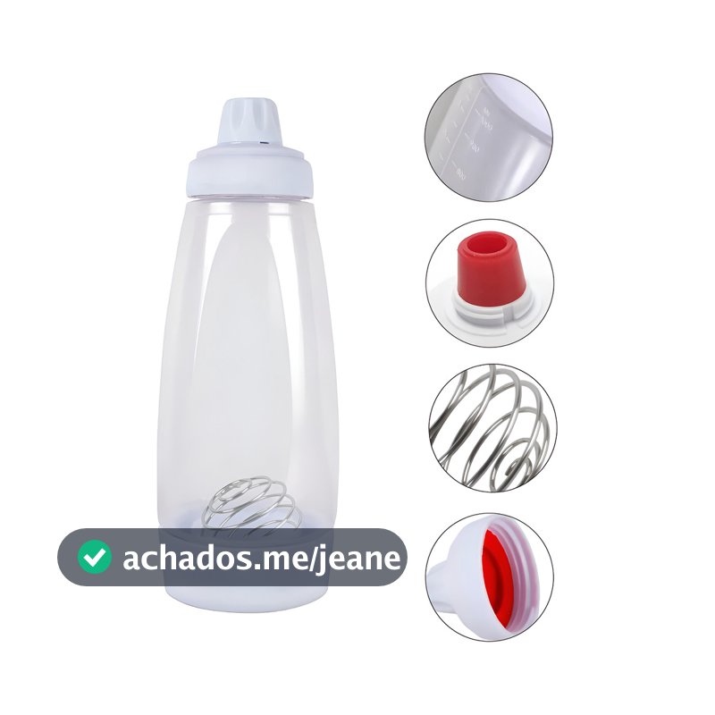 Garrafa Dosador Manual Branco 1l Para Massa De Panqueca, Cupcake E Waffle
