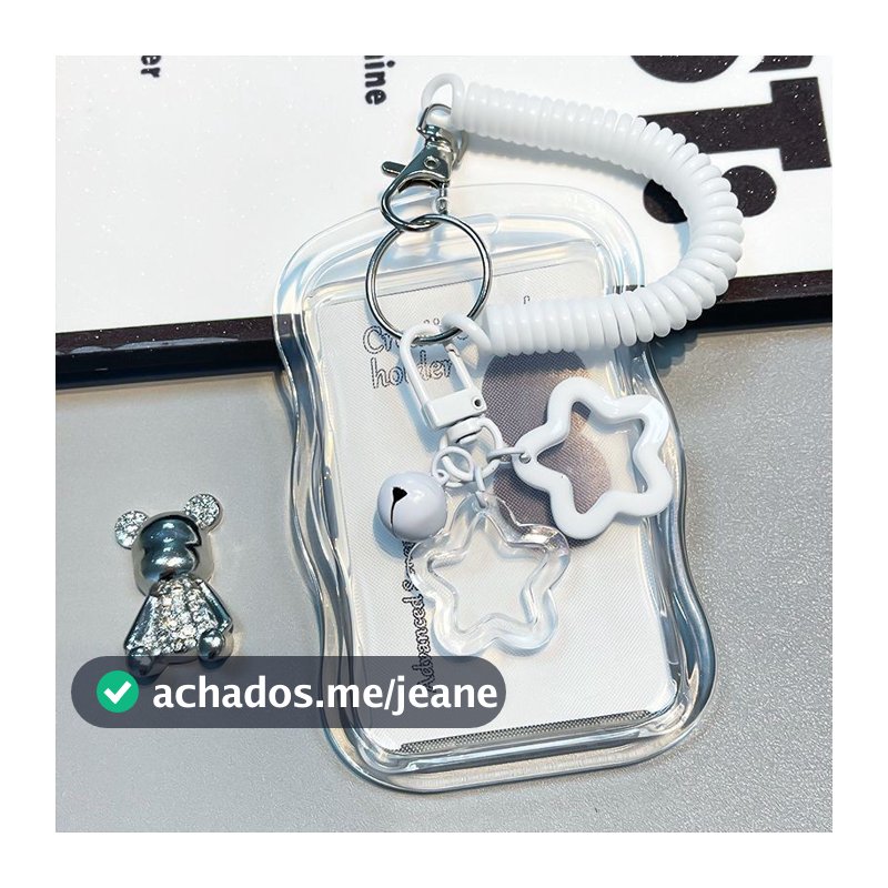 Porta-Cartões Fotográficos Fofos Chaves Kpop Star Wave Photocard Chaveiro Transparente
