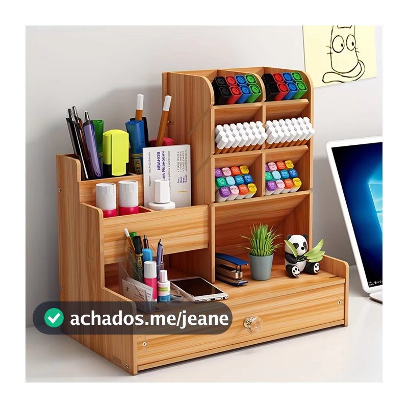 Mini caixa de armazenamento de madeira com gaveta, adequada para armazenamento de mesa-suporte para caneta de grande cap