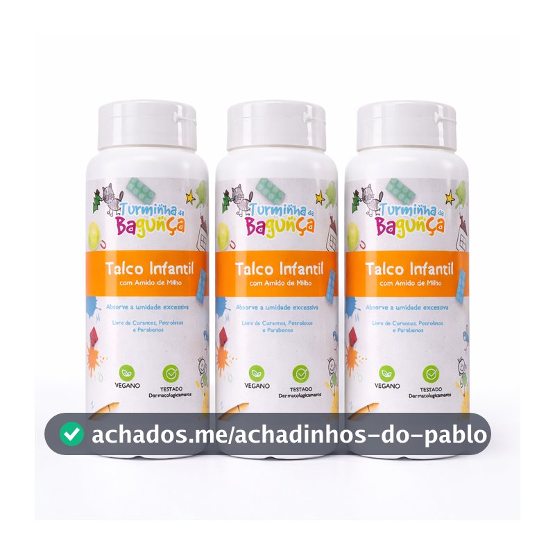 Kit 3 Talco Infantil Turminha da Bagunça 100g Vegano Talco para Bebê e Criança Higiene Diária