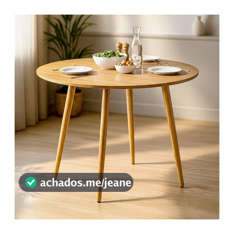 Mesa de Jantar Redonda 90cm Louro Freijó