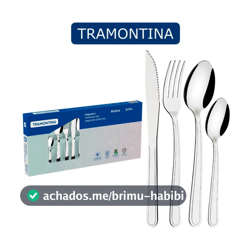Faqueiro Tramontina Búzios em Aço Inox Jogo de Talheres 24 Peças