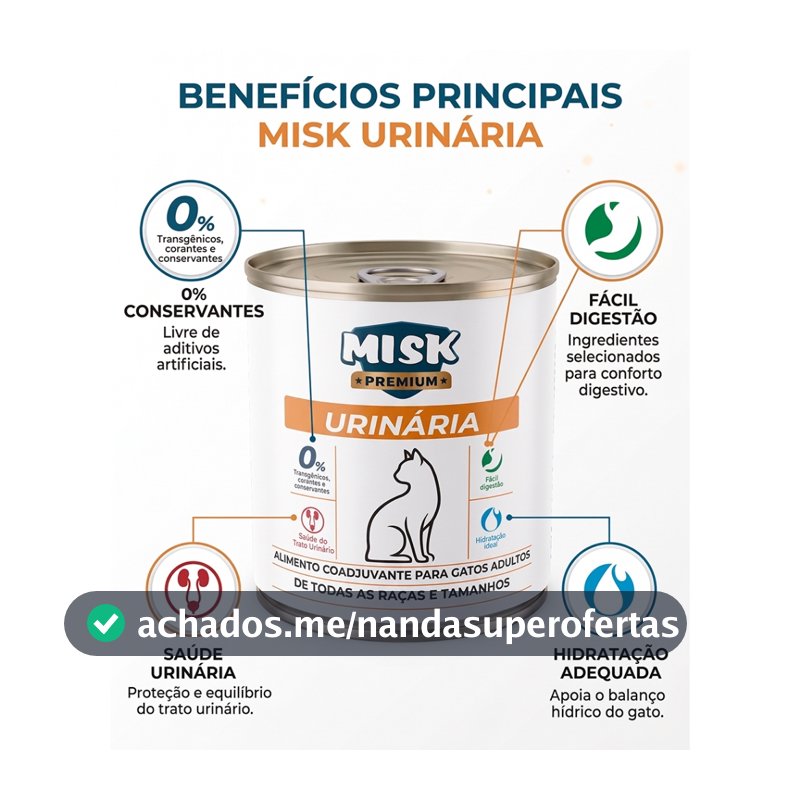 Ração Úmida Misk Urinária 280g Gatos Urinary Natural Vet
