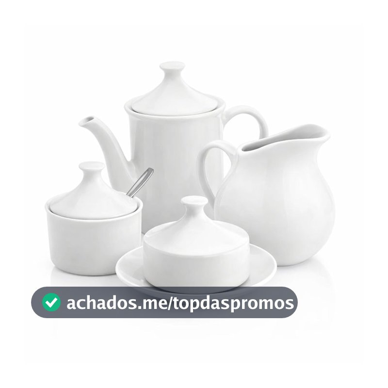 Kit Porcelana Cafe Chá Branca 4 Peças Bule, Leiteira, Açucareiro e Manteigueira Cozinha Mesa Posta