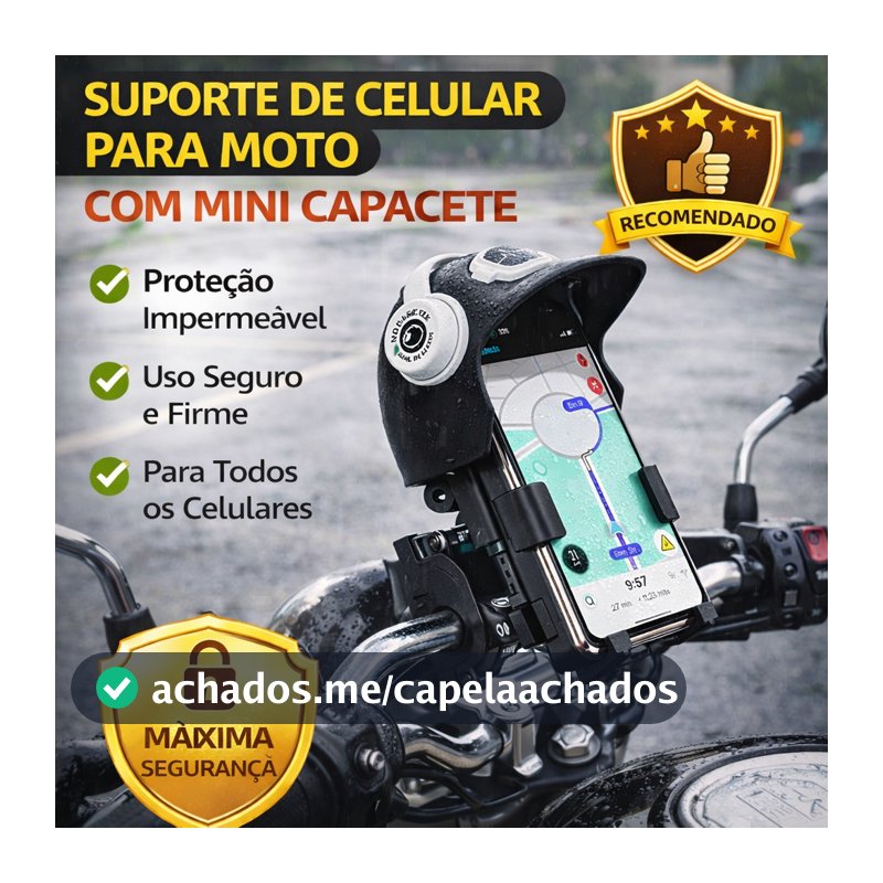 Suporte Celular Moto Bike Capacete 360° Impermeável Fixação Guidão Universal À Prova D'água