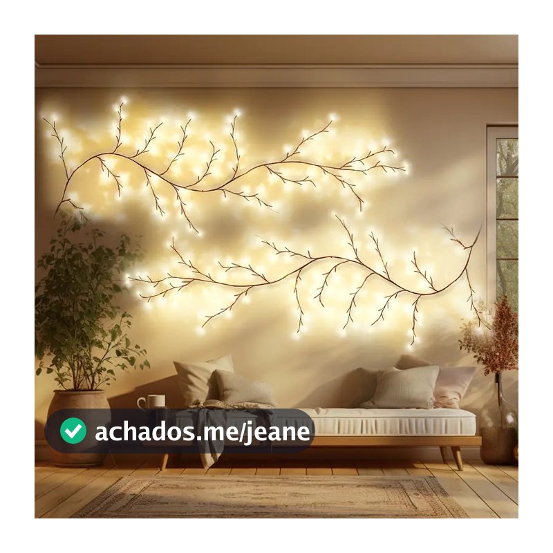 Lâmpada de Videira 96 LED Pode Ser Dobrada P/ Decoração de Parede Atmosfera Colorida em Casa e Pátio