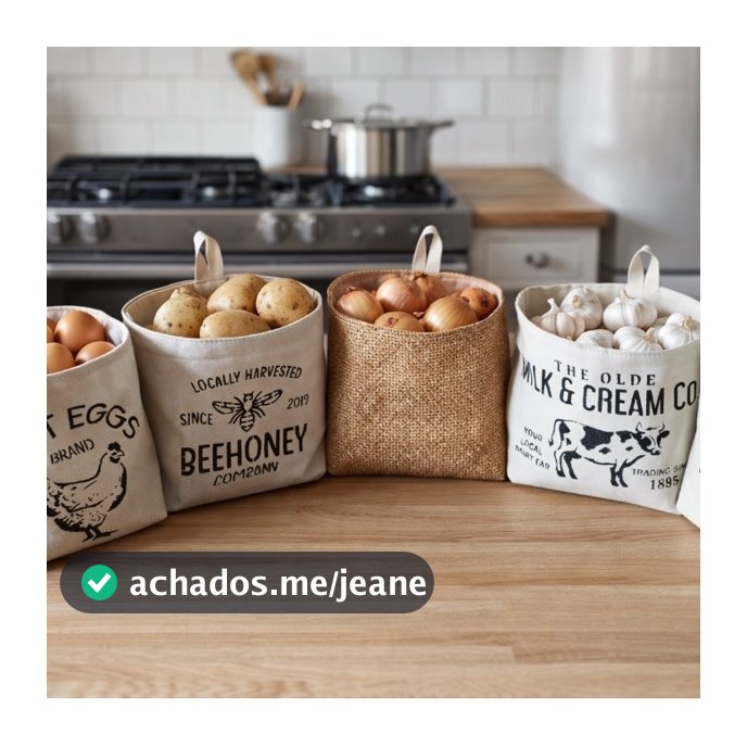 Cachepô de Tecido Organizador Multiuso com Alça | Porta Pão, Frutas, Legumes, Banheiro e Decoração