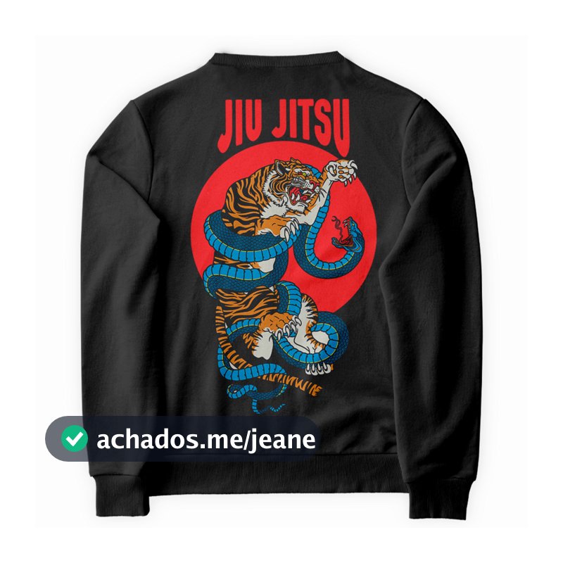 Moletom Gola Redonda Blusa de Frio Casaco Jiu Jitsu Tigre Cobra Artes Marciais Luta