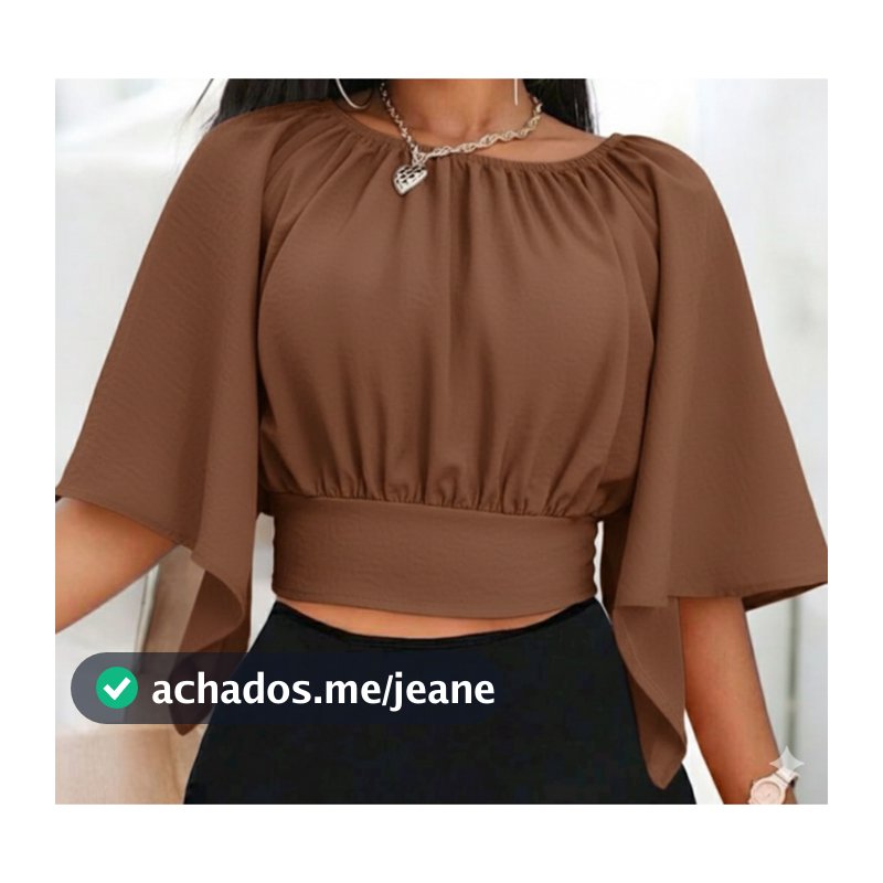 Blusa Feminina Elegante Manga Morcego Tamanho  único veste do G AO G1, Decote Redondo e Cintura Marcada – Tamanho Único