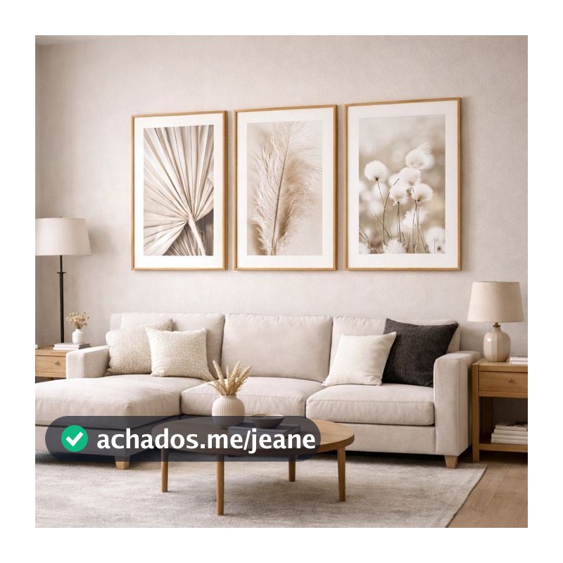 Trio Quadro Decorativo Parede Moderno Sala Quarto Moldura 40X60 cm