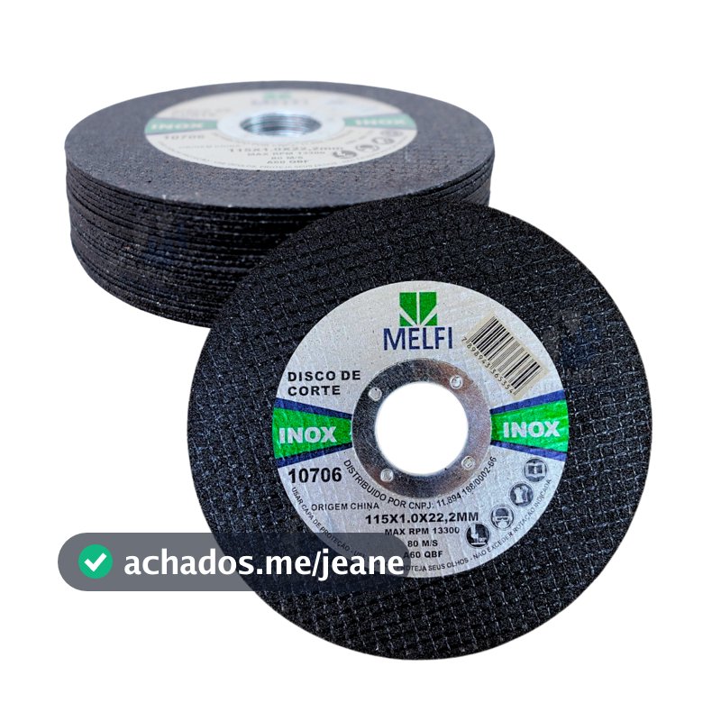 Kit 5, 10 ou 20 Disco de Corte Fino 115mm x 1,0mm Aço Inox Ferro Metal Para Esmerilhadeira 4.1/2