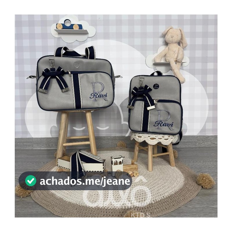 Kit de bolsas personalizadas para bebê, coleção requinte. Bolsas maternidade de luxo, Dilô Kids.