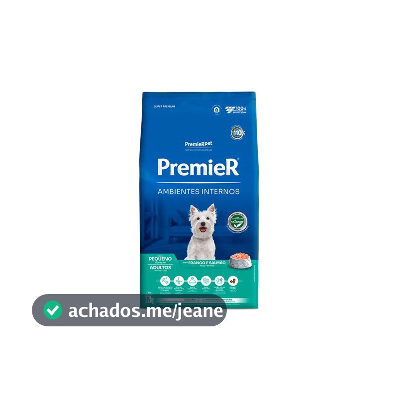 PREMIER AMBIENTES INTERNOS CAES ADULTO 12KG FRANGO E SALMAO