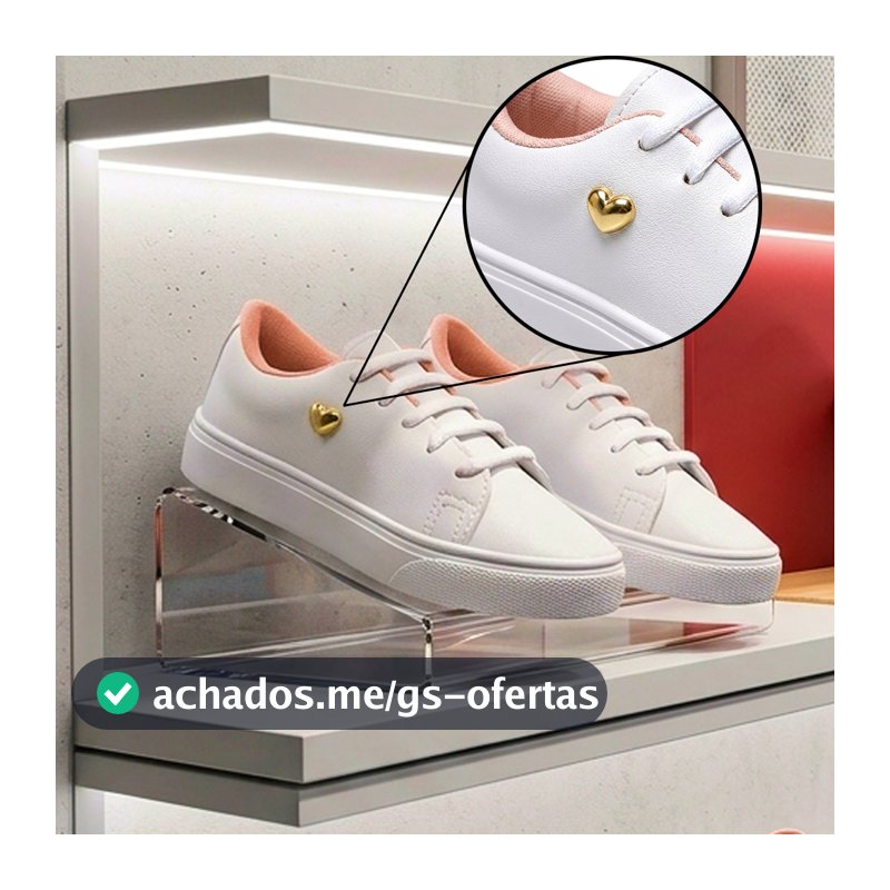 Tênis Infantil De Menina Branco Cano Baixo Cadarço Coração Sapatênis Feminino Casual
