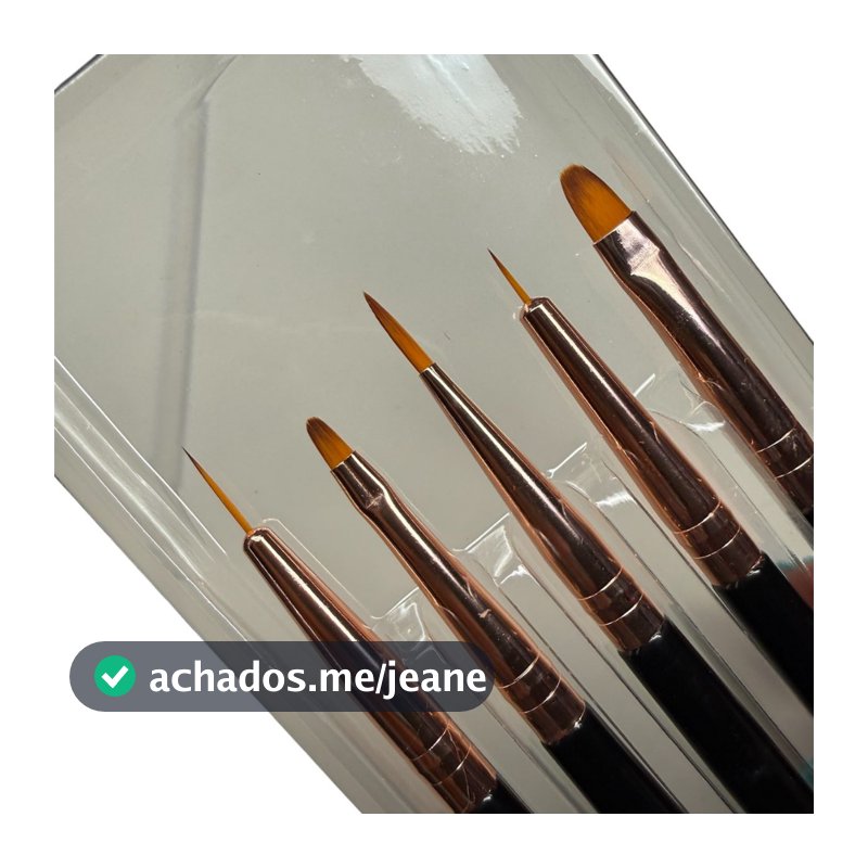 Kit 5 Pincéis Nail Art Para Unhas Gel Decoração Profissional