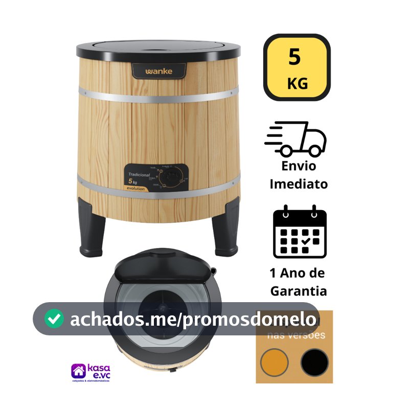 Máquina de Lavar Semiautomática Tradicional Redonda 5Kg Wanke
