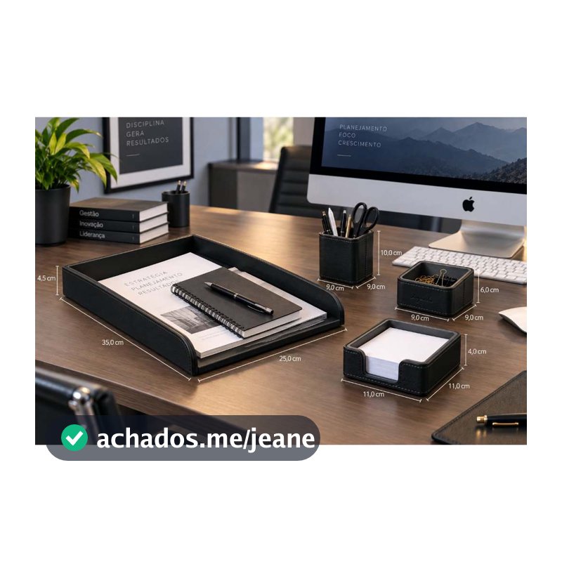 Kit Escritório Ecológico RD Org Mesa Porta Papel Com Rascunho Lápis E Clips