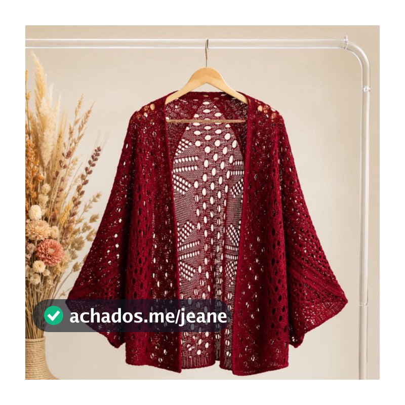 CASACO CASULO CAPA KIMONO RENDADO INVERNO TRICOT ELEGANTE ÚNICO 40 ao 48