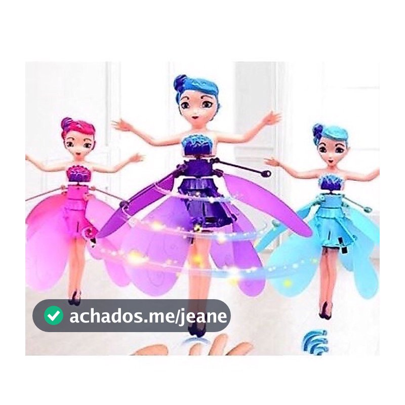Boneca Fada Voadora com Sensor Controle Brinquedo Fadinha Mágica Infantil