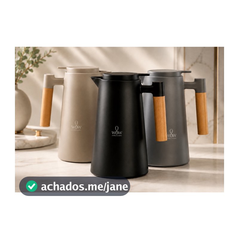 Garrafa Térmica Cabo Madeira Para Café 1l