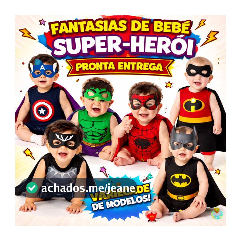 Roupa Bebê Kit Fantasia Menino Mesversario Tematicos Personagens Herois