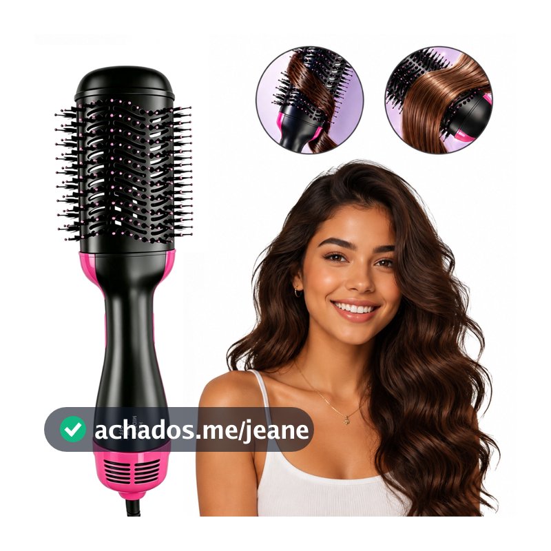 Escova Secadora Alisador Elétrica Quente Cabelo Com 3 Em1 Hair Styler Secar, alisar e dar volume ao cabelo 110V