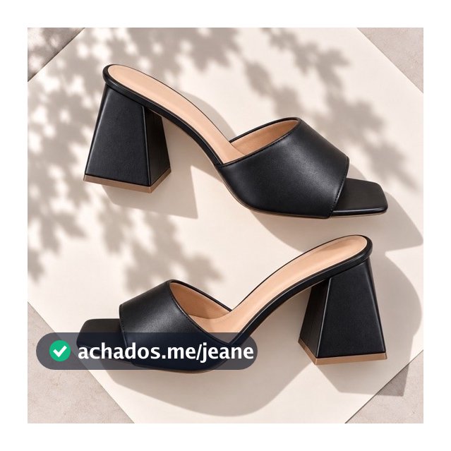 Tamanco Feminino Salto Bloco Grosso Bico Quadrado Tira Larga Elegante Moderno Confortável Casual Festa