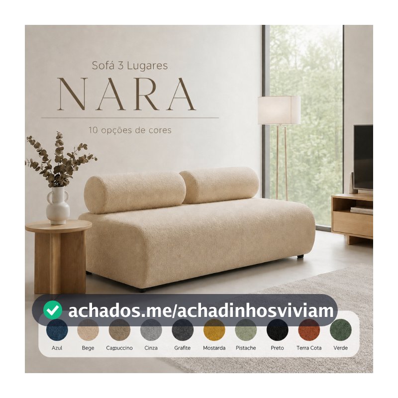 Sofá Orgânico 3 Lugares 180 cm Base Fixa Nara Bouclê para Sala D'Rossi para Sala de Estar Recepção