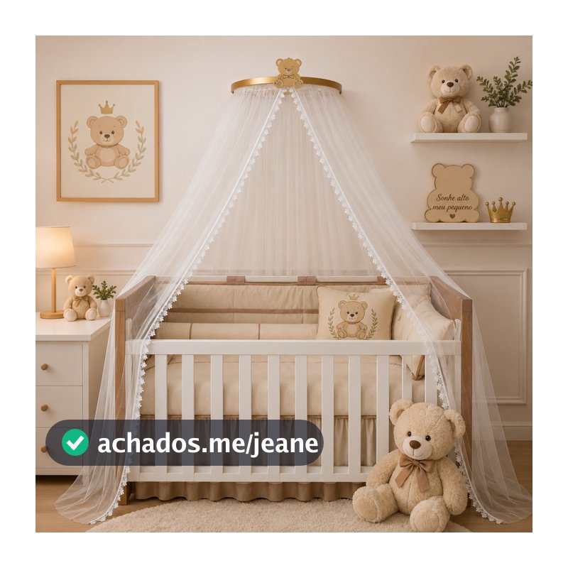 Dossel urso com mosquiteiro para berço